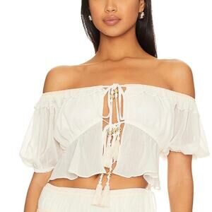 House of Harlow 1960 x Revolve Coquette Aamina Top in Ivory & Peach Size XL